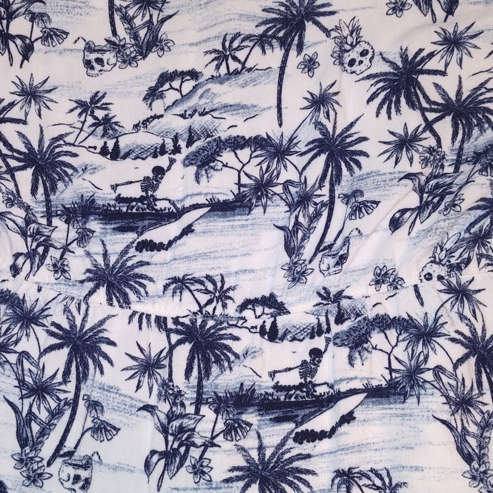 Torrid Blue Slub Knit Tropical Palm Beach Summer Floral Suffer Skull Top SZ 2X - Picture 11 of 11